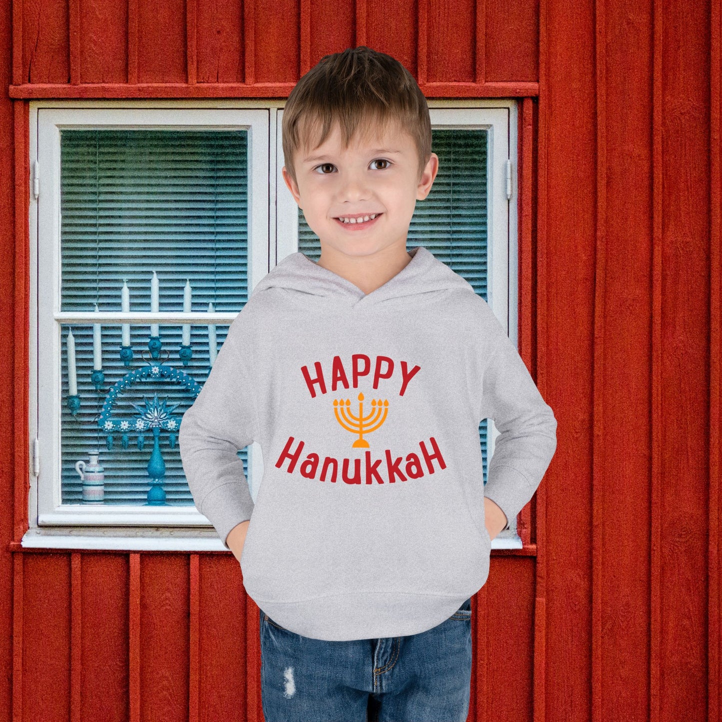 Happy Hanukkah Toddler Pullover Fleece Hoodie