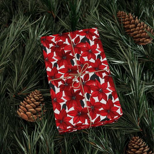 Inked Poinsettias Wrapping Paper