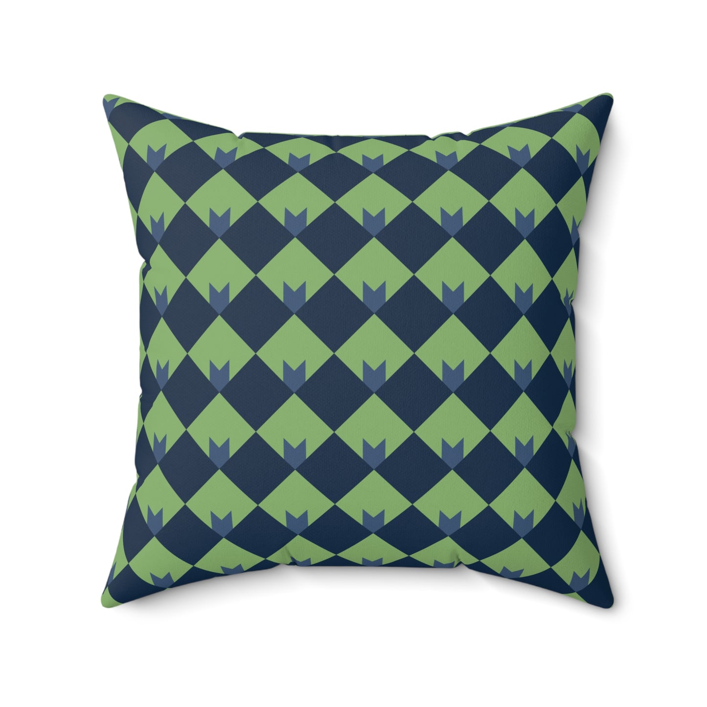 Diamond Bloom-Sage & Navy Throw Pillow