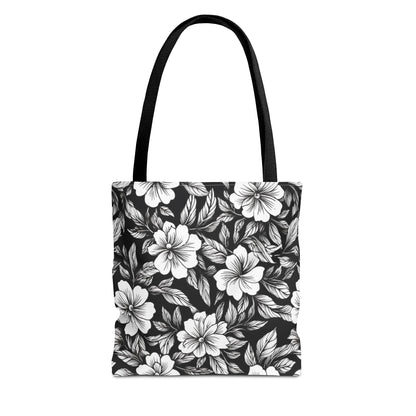 Monochrome Paradise Bloom Canvas Tote Bag