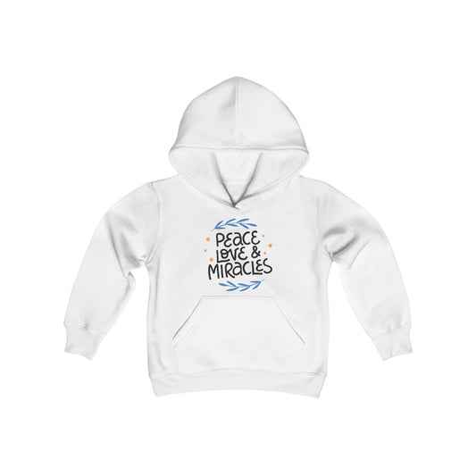 Hanukkah Peace Love & Miracles 2 Youth Hoodie