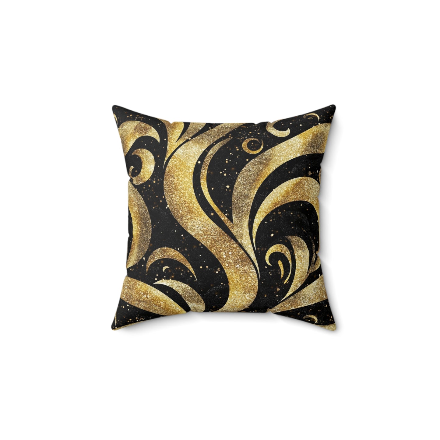 Black & Gold Luxe Swirl Throw Pillow