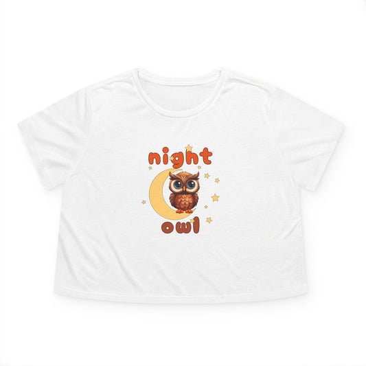 NIght Owl Women's Flowy Cropped Tee