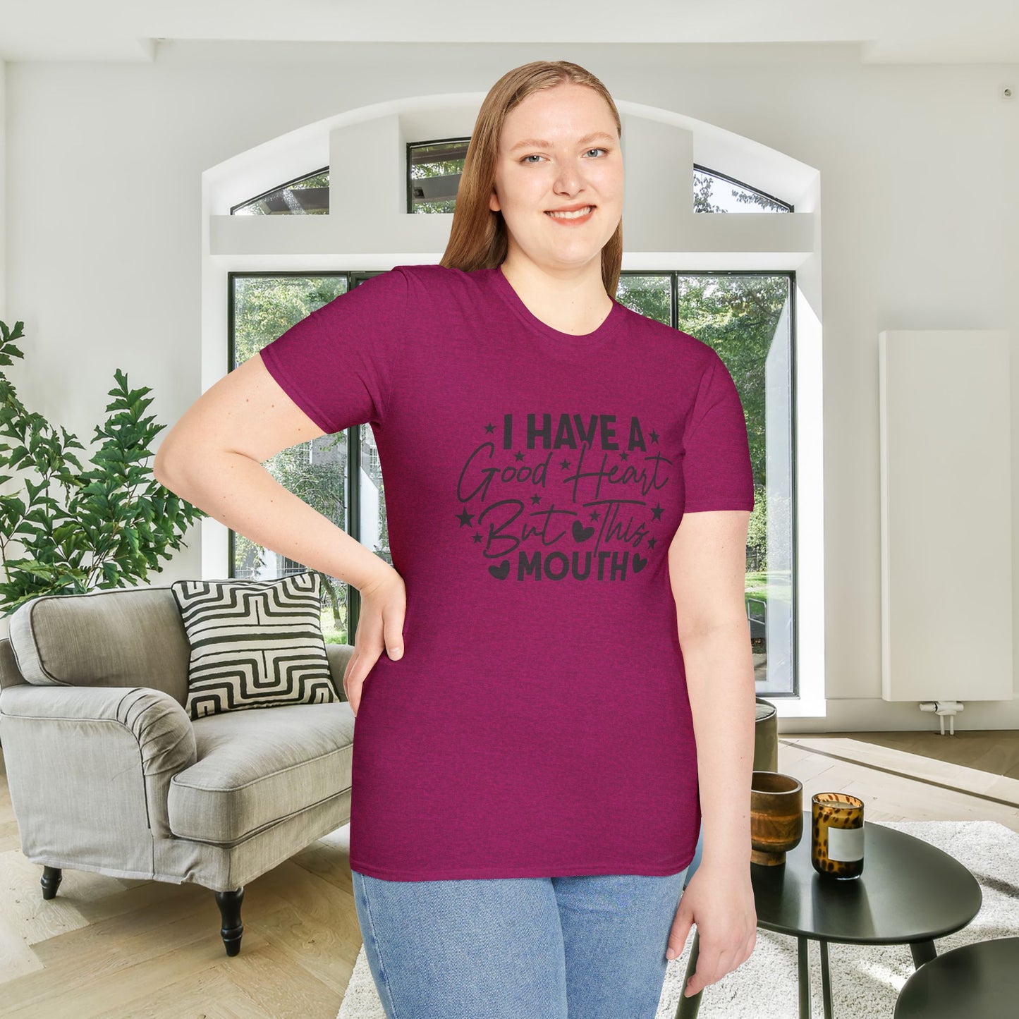 I Have A Good Heart, But This Mouth... Adult T-shirt