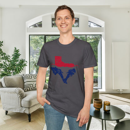 Red & Blue Texas Longhorn Adult Tshirt