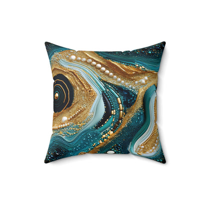 Gilded Ocean Veins Throw Pillow