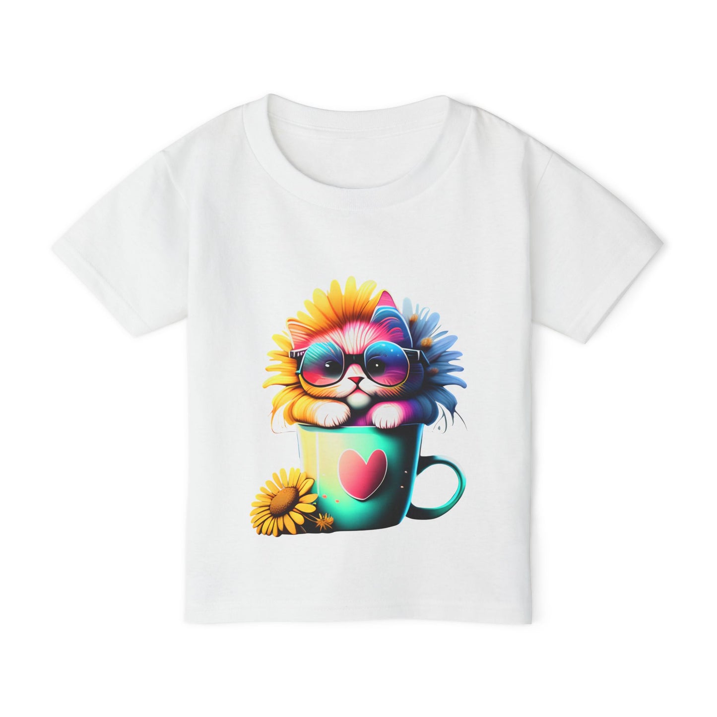 Cool Sunflower Kitten 2 Heavy Cotton™ Toddler T-shirt