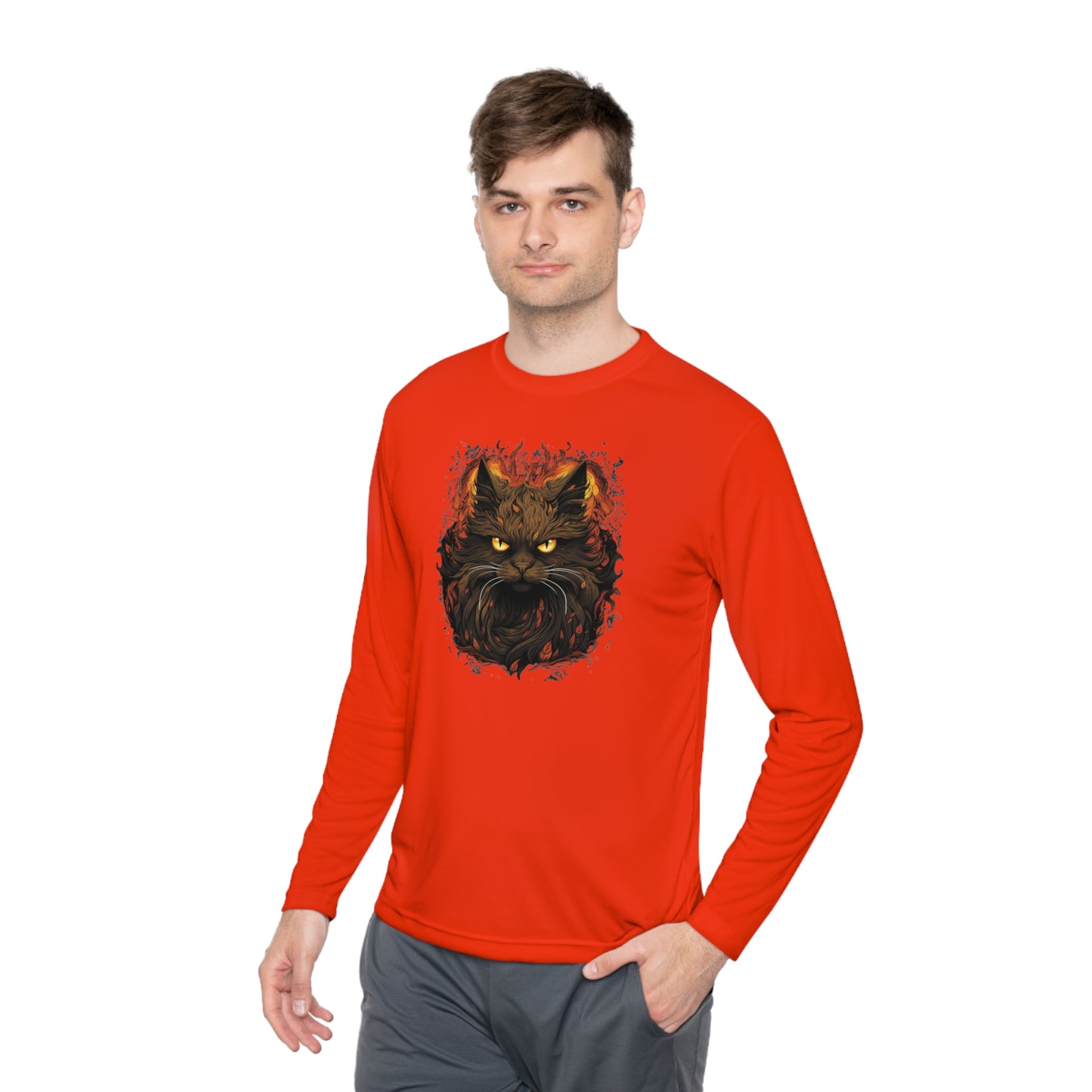 Creepy Black Cat Adult Long Sleeve Tee