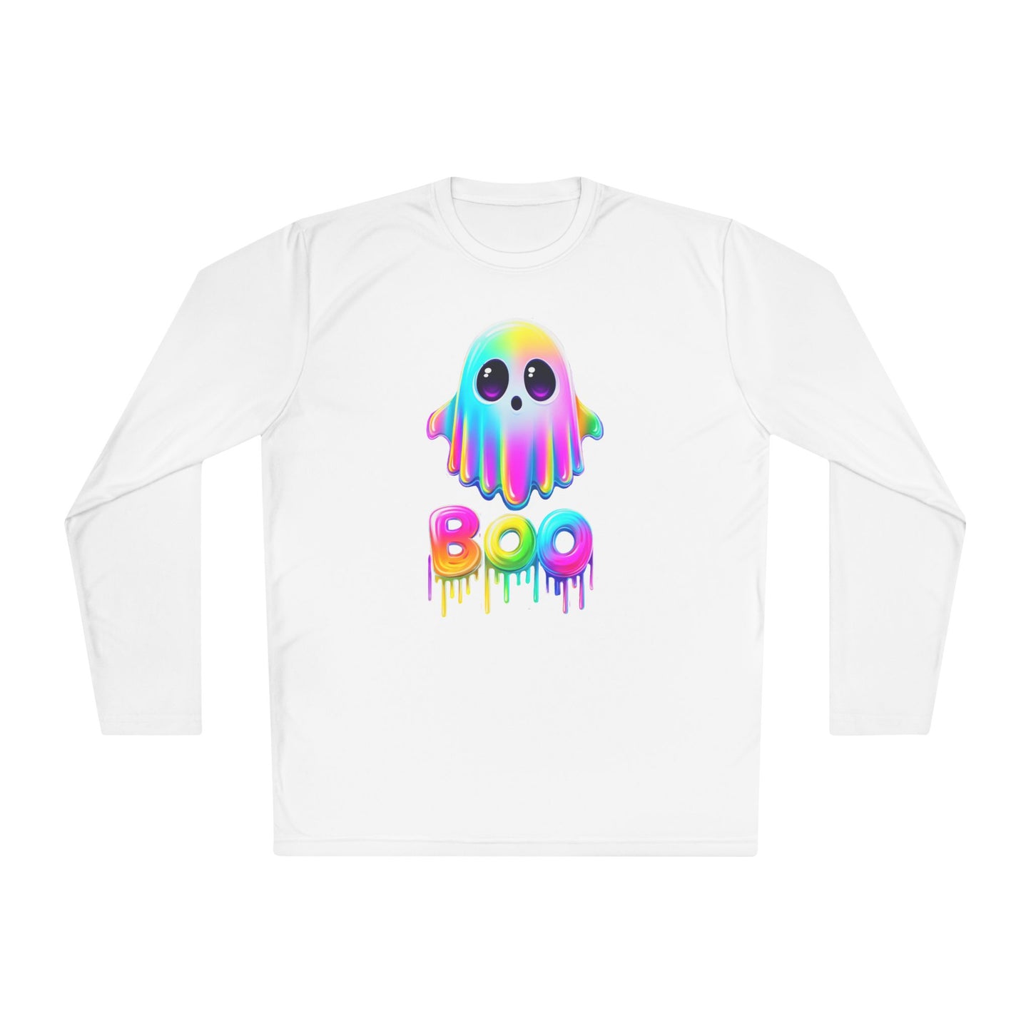 Neon Ghostly Boo Adult Long Sleeve Tee