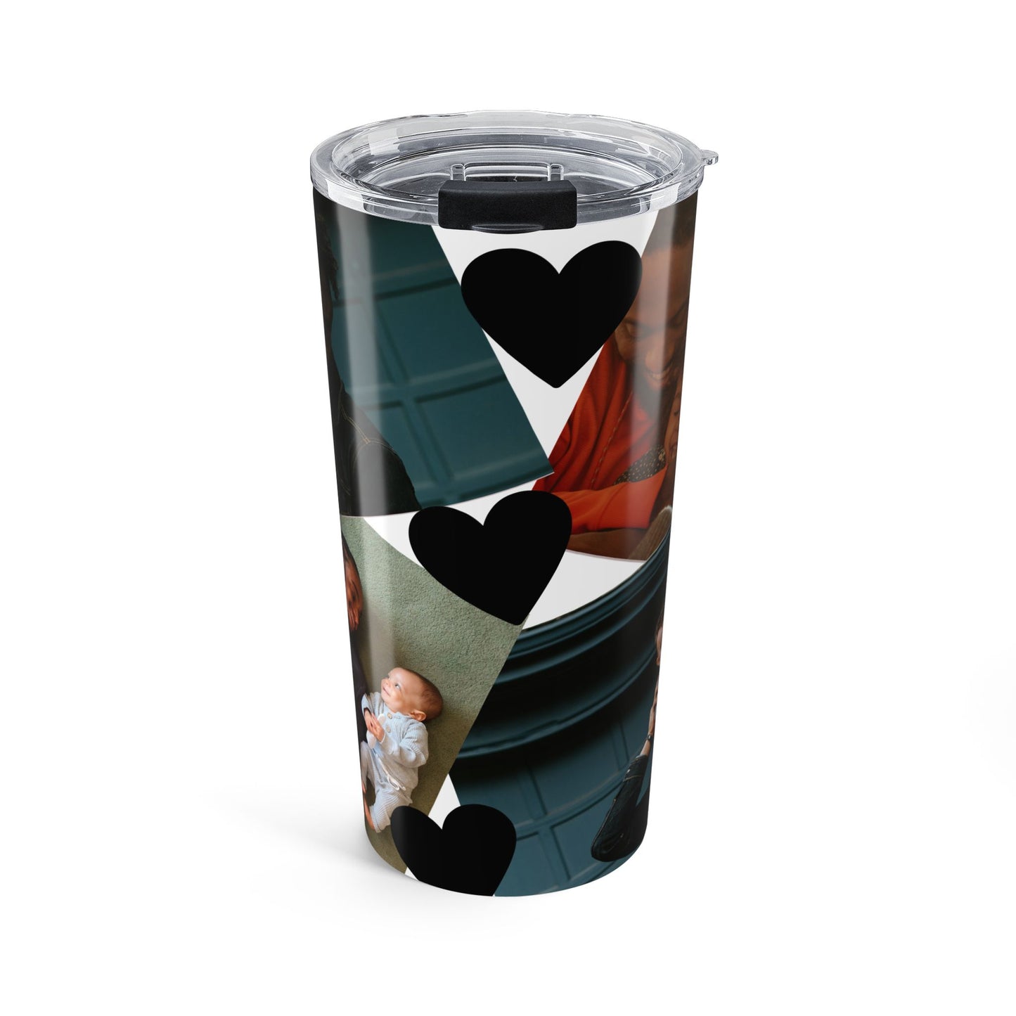 Personalized Heart 4 Photo 20oz Stainless Steel Tumbler – Custom 2 Portrait & 2 Landscape Picture Cup