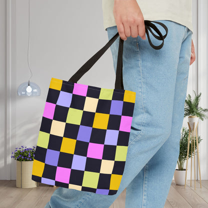 Joyful Checkerboard Canvas Tote Bag