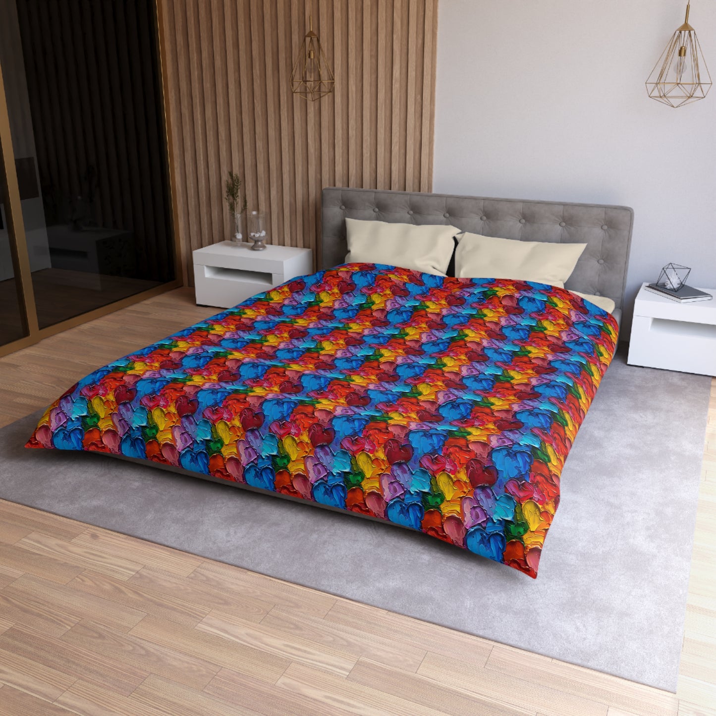 Palette Knife Hearts Microfiber Duvet Cover