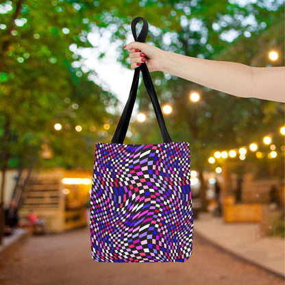 Warped Purple Checkered Canvas Tote Bag