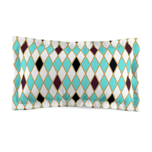 Teal/White Harlequin Microfiber Pillow Sham