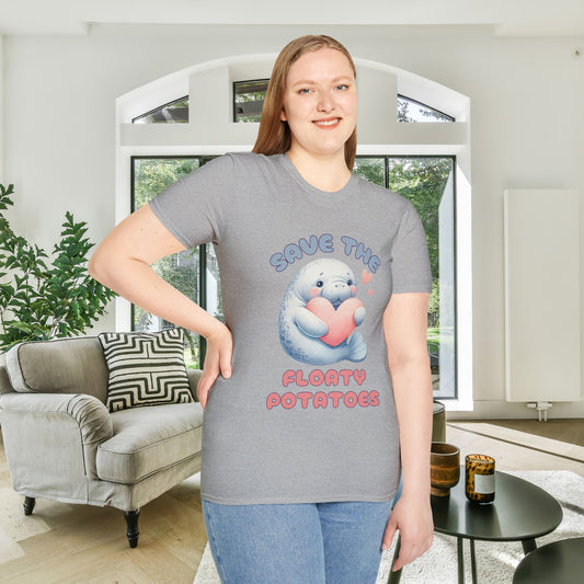 Save The Floaty Potatoes (Manatee) Adult T-shirt
