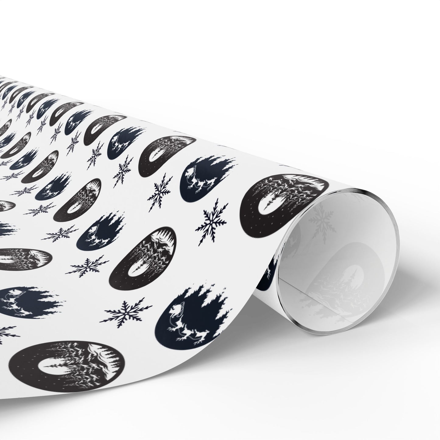 Round Christmas Nights Silhouette Wrapping Paper