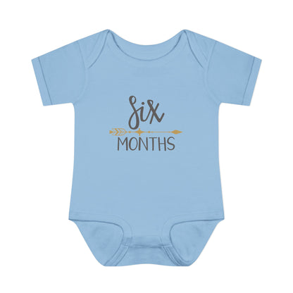 Golden Arrow Milestone Baby Bodysuit-Six Months