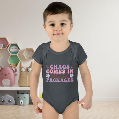 Chaos Comes In Small Packages Baby Rib Bodysuit