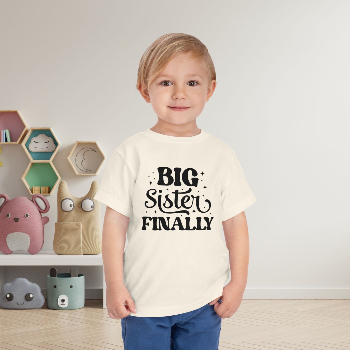 Big Sister Finally (Stars) Toddler Tee