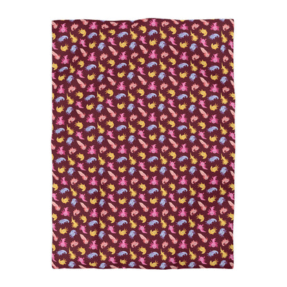 Crimson Axolotls Microfiber Duvet Cover