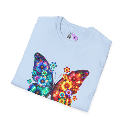 Colorful Floral Butterfly Adult T-shirt