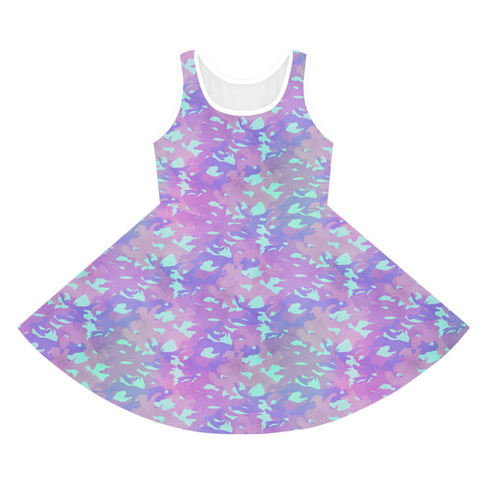 Lavender Mist Camo Girls' Sleeveless Sundress