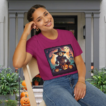 Halloween Scarecrow w/Pumpkins Adult T-shirt