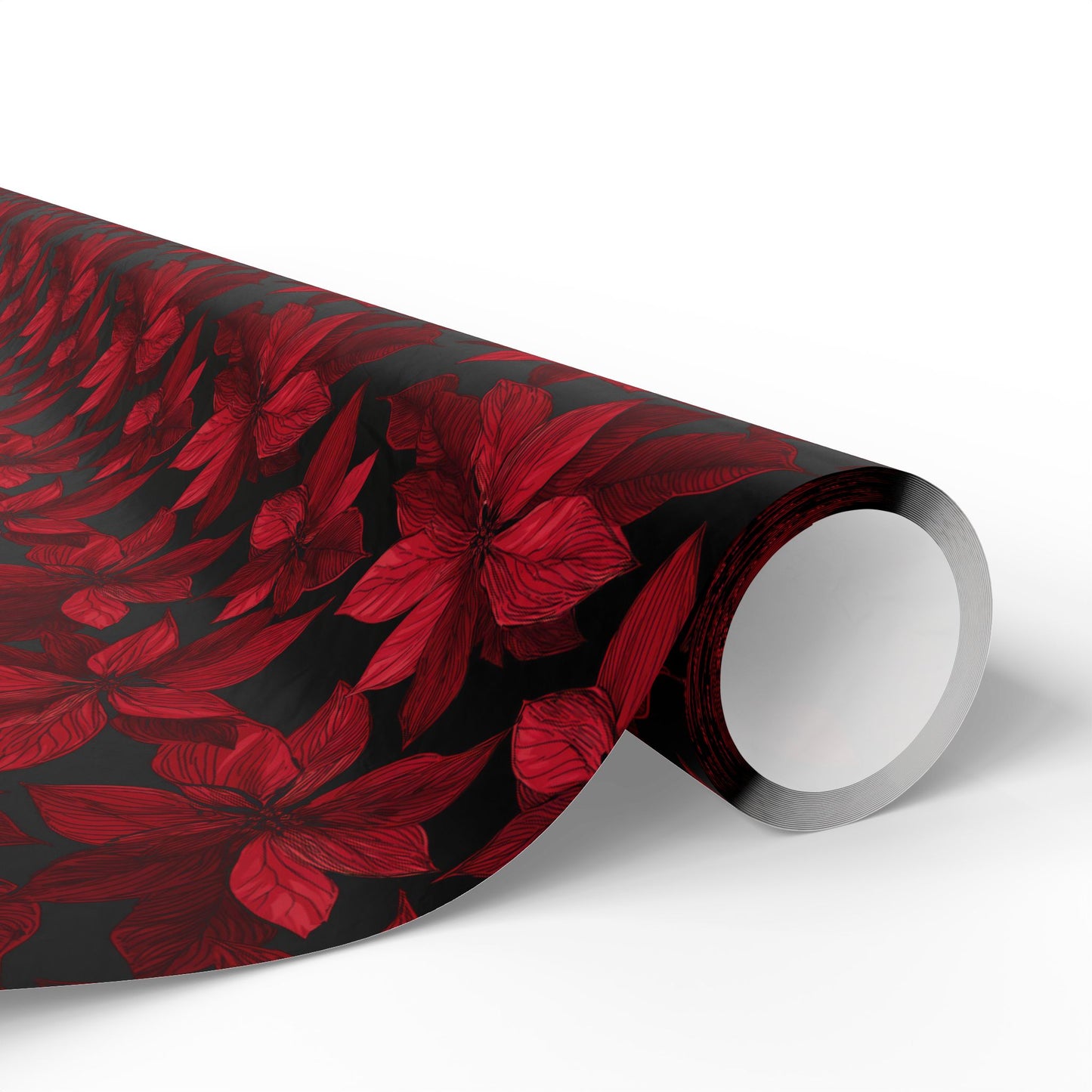 Midnight Poinsettia Garden Wrapping Paper