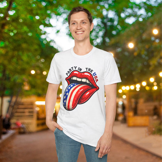 Party in the USA (Tongue) Adult T-shirt