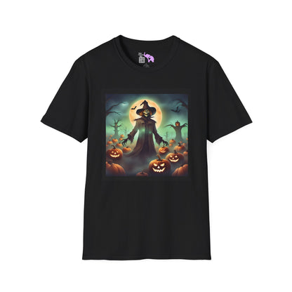 Halloween Scarecrow w/Pumpkins 4 Adult T-shirt