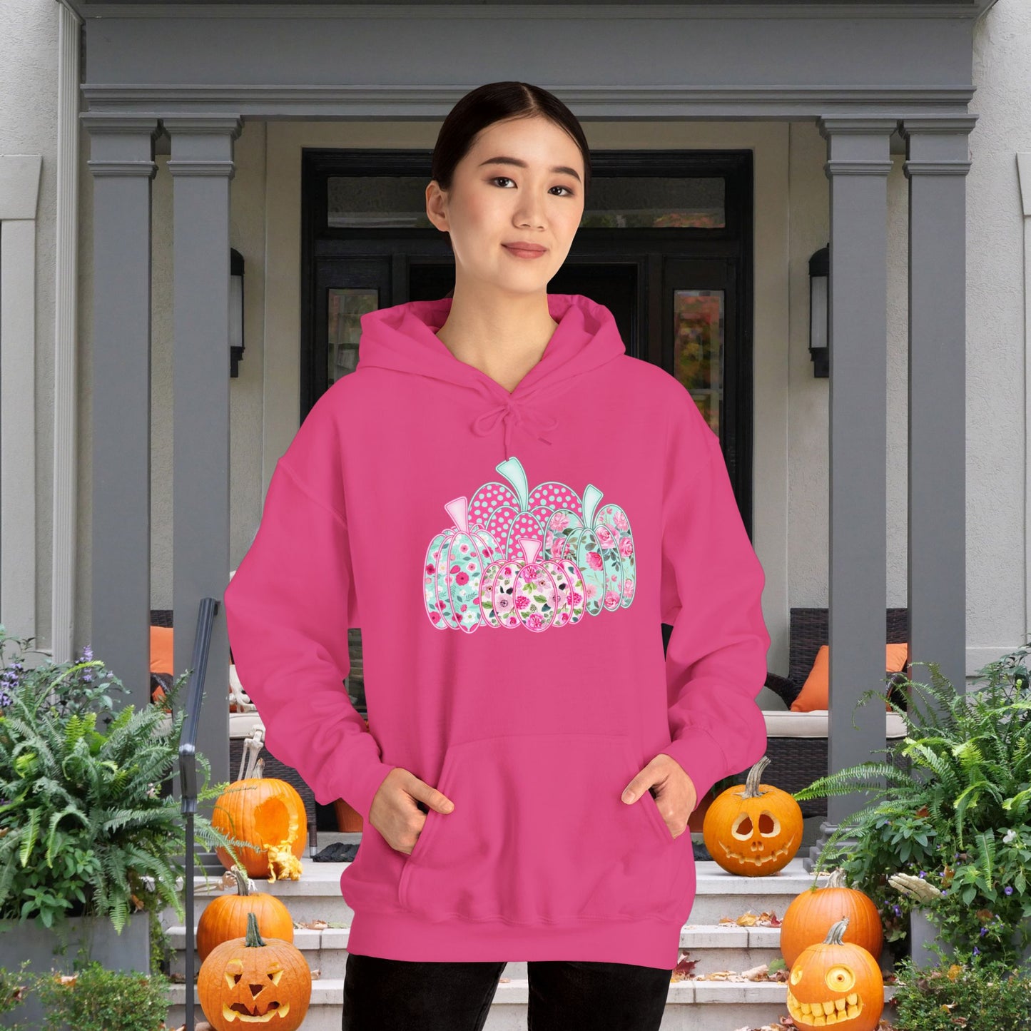 Floral Pumpkins Heavy Blend™ Hooded Sweatshirt