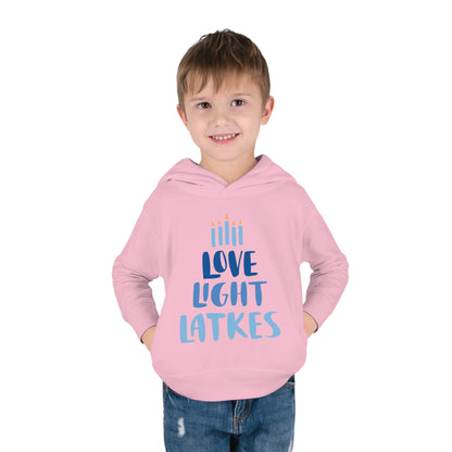 Hanukkah Love Light Latkes Toddler Pullover Fleece Hoodie