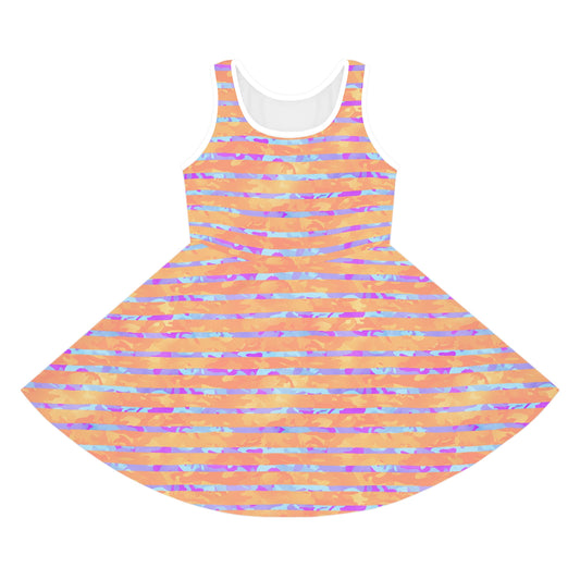 Split Spectrum Camo Girls' Sleeveless Sundress