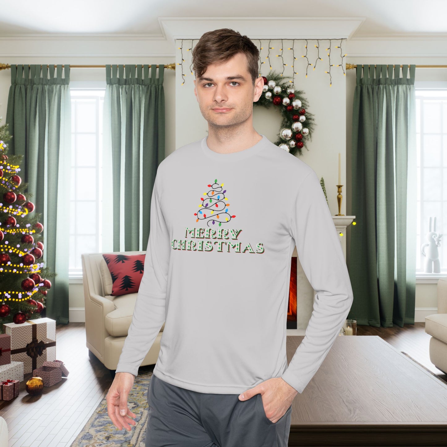 Merry Christmas Adult Long Sleeve Tee