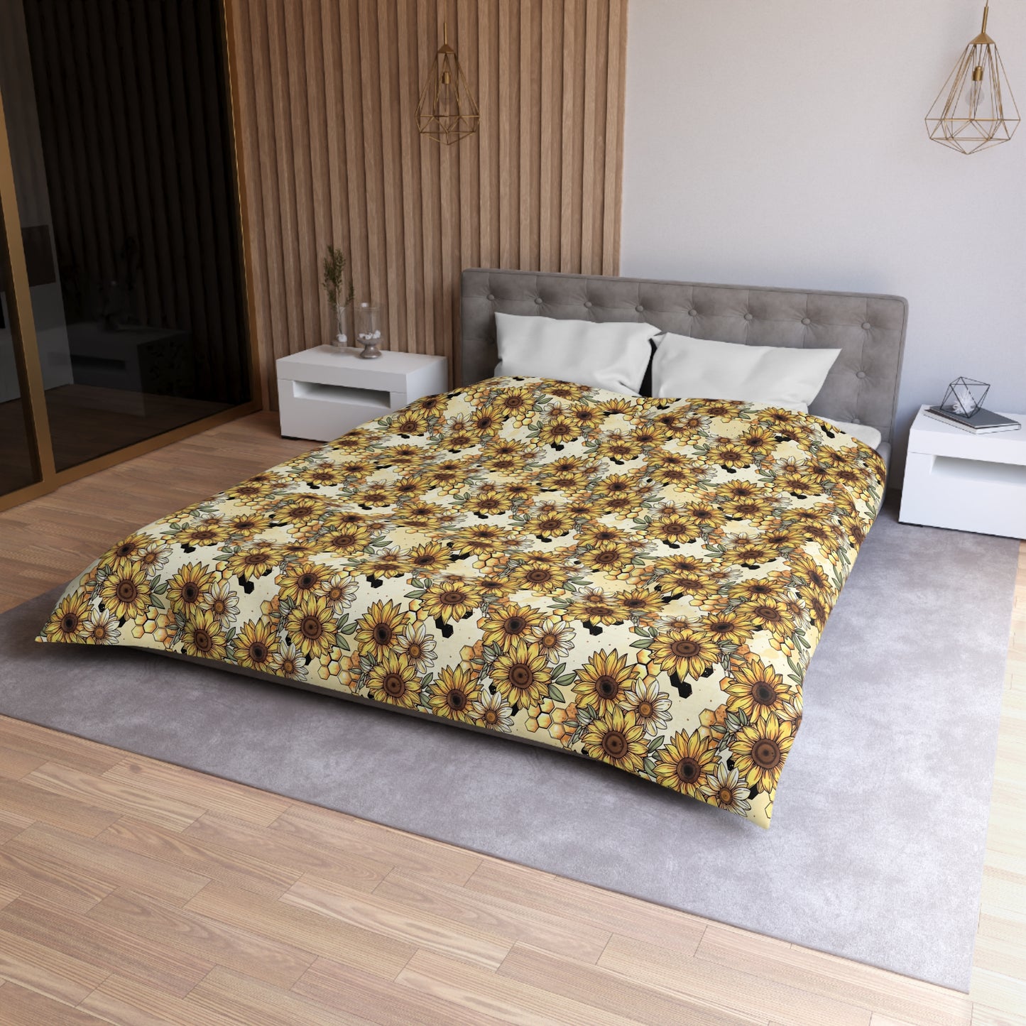 Honeycombs & Sunflowers Microfiber Duvet Cover