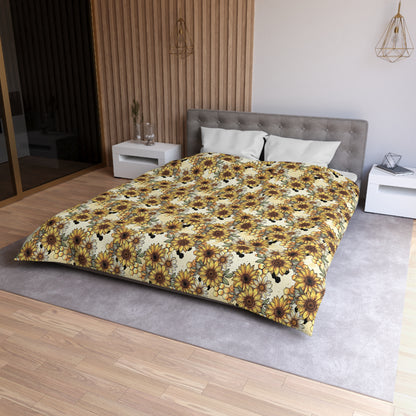 Honeycombs & Sunflowers Microfiber Duvet Cover