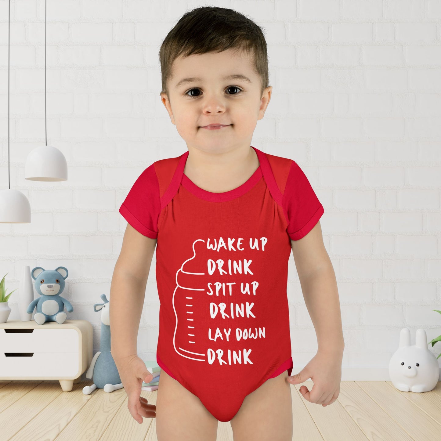 Wake Up Spit Up Lay Down Drink Infant Baby Rib Bodysuit
