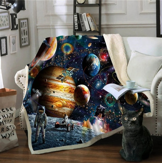 Astronaut Sherpa Fleece Couch Blanket