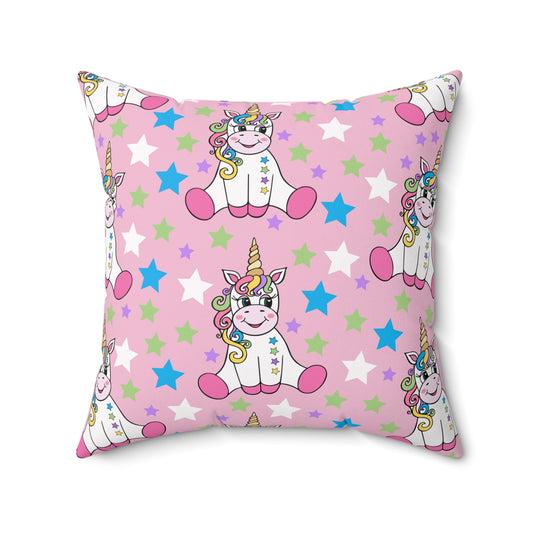 Unicorns on Pink Throw Pillow