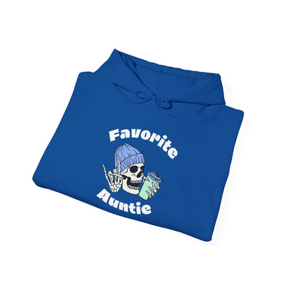 Favorite Auntie Skull drinking coffee Heavy Blend™ Hooded Sweatshirt