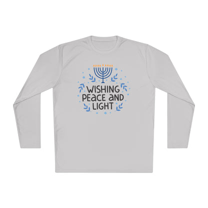 Hanukkah Wishing Peace & Light Adult Long Sleeve Tee