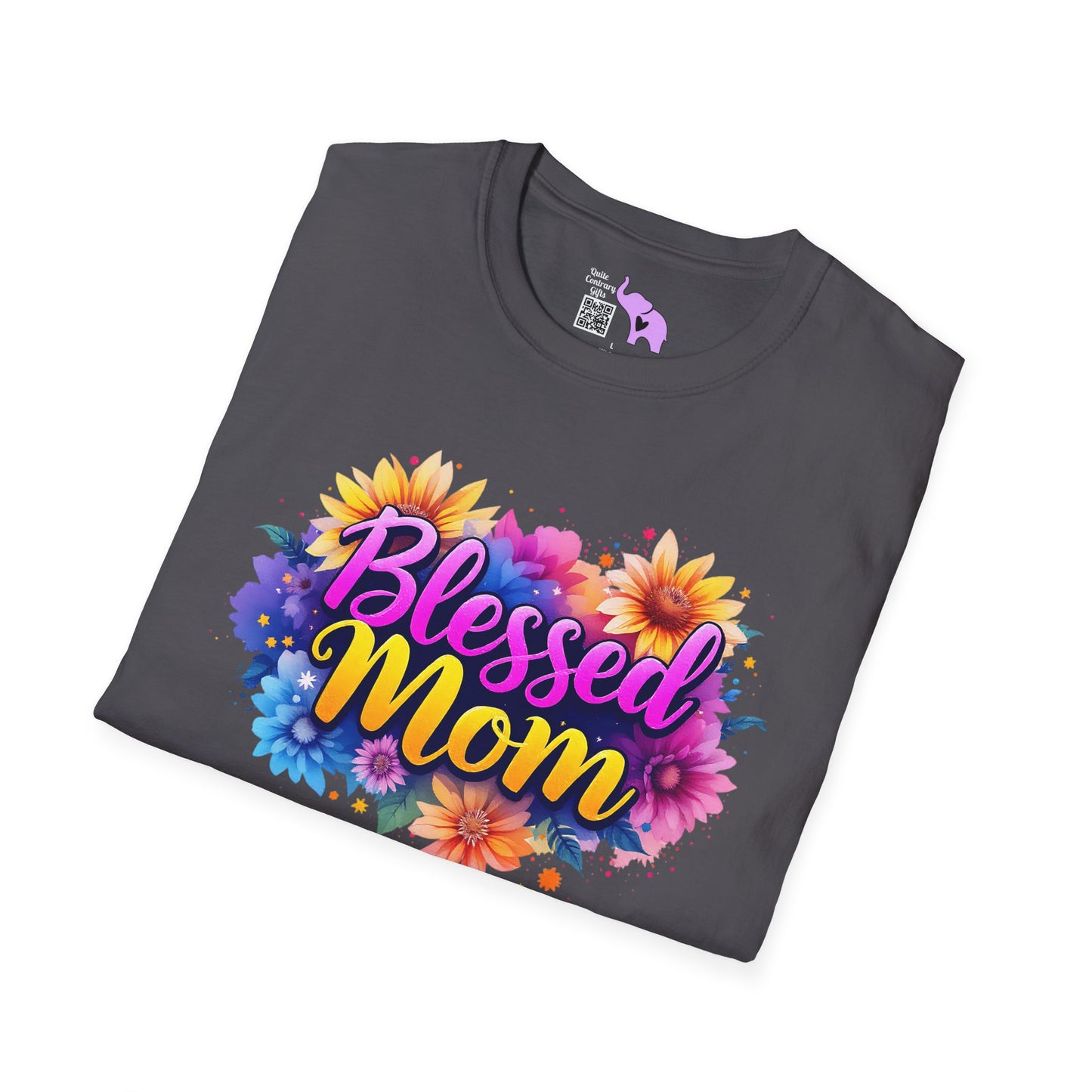 Blessed Mom (Vibrant Floral) Adult T-shirt