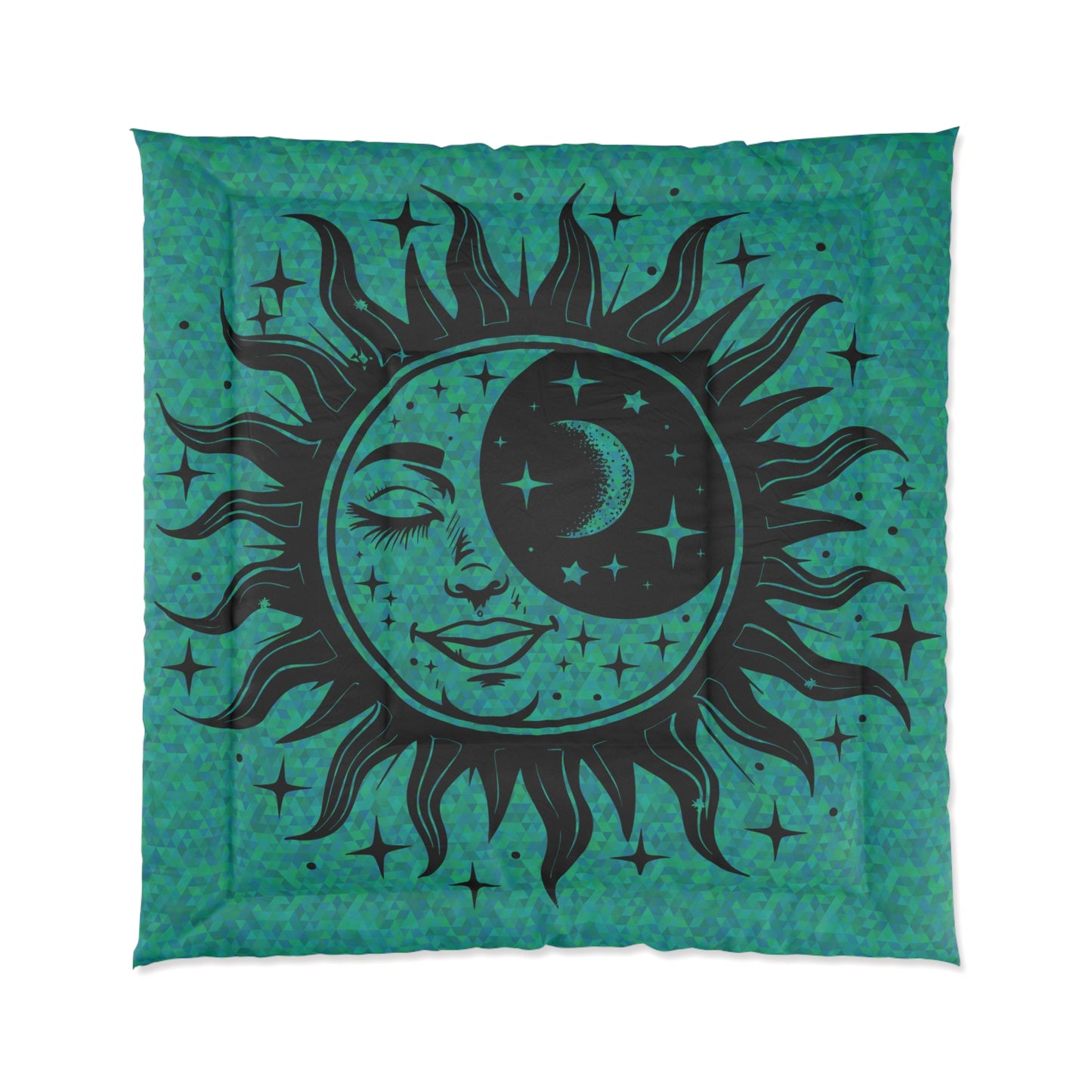Sun & Moon Over Teal Comforter