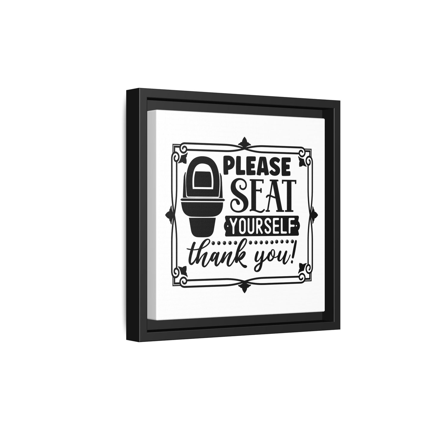 Please Seat Yourself Framed Canvas Bathroom Art