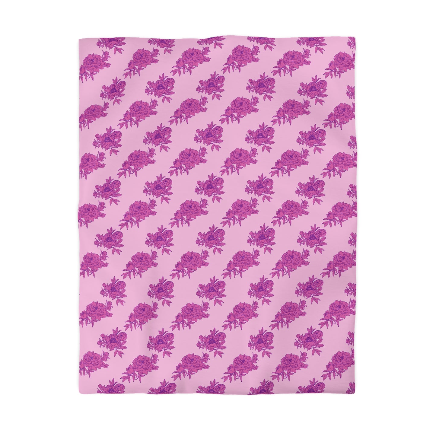 Bubblegum Bloom Peonies Microfiber Duvet Cover