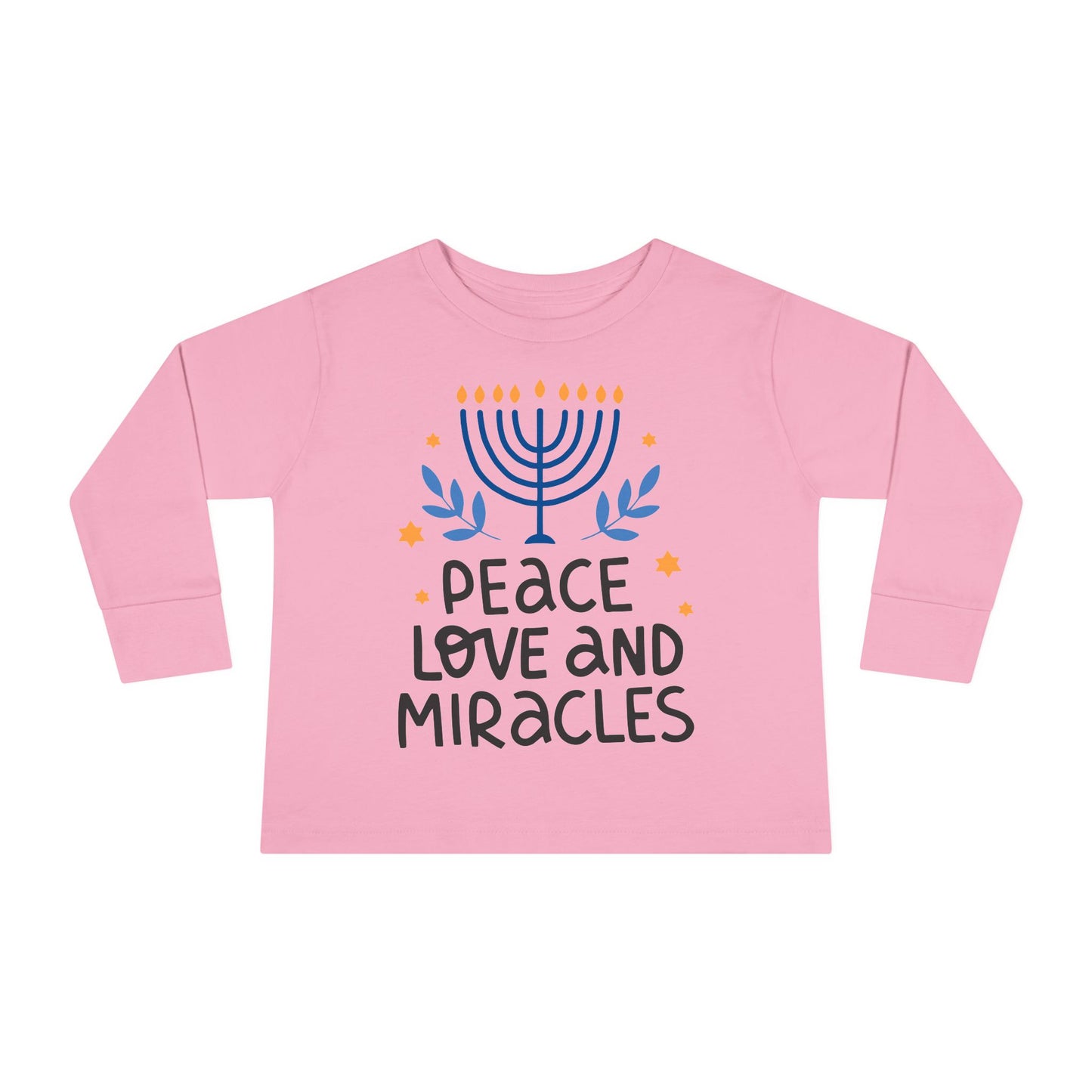 Hanukkah Peace Love & Miracles 1 Toddler Long Sleeve Tee