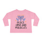 Hanukkah Peace Love & Miracles 1 Toddler Long Sleeve Tee