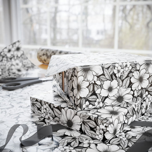 Black & White Forget-Me-Nots Gift Wrap for All Occasions