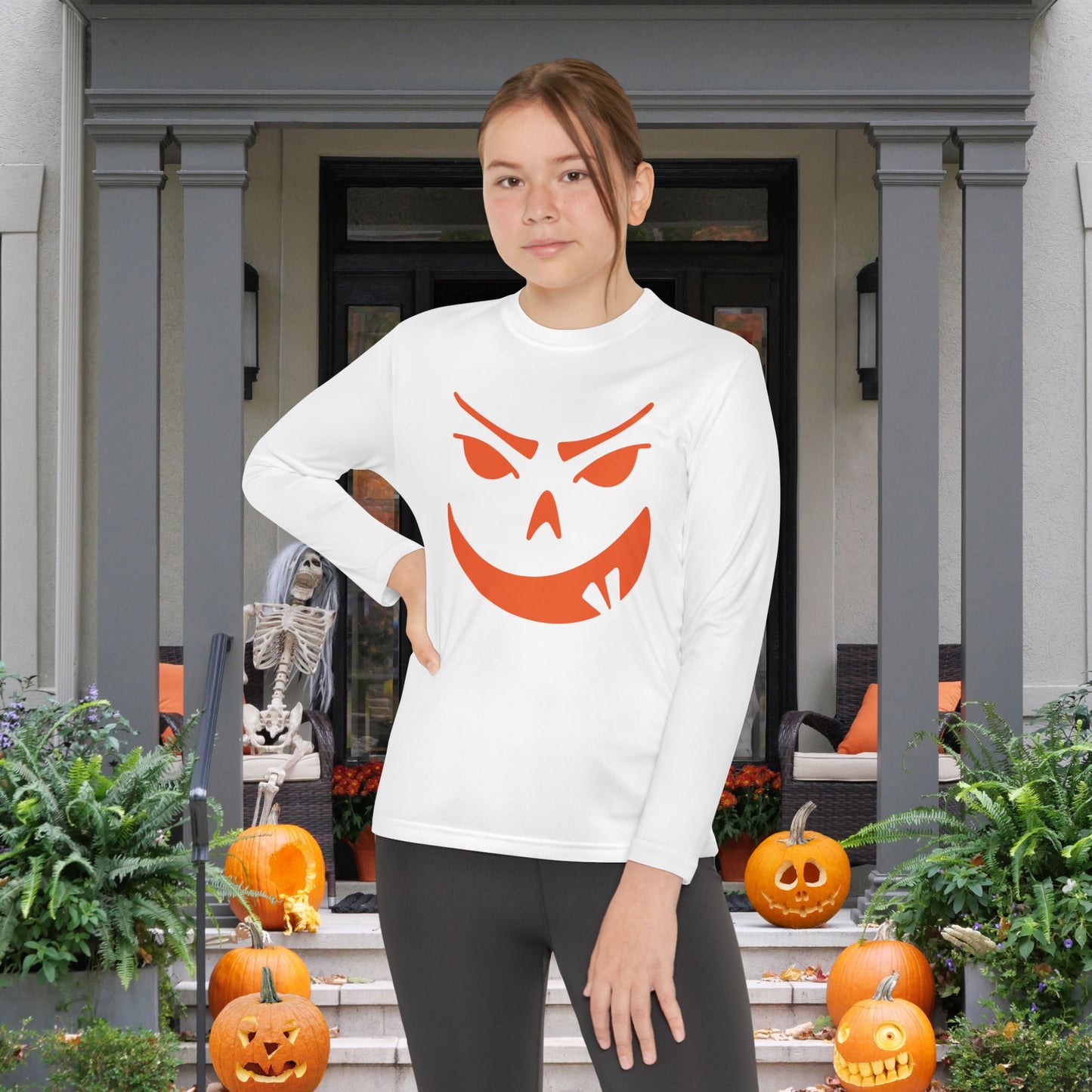 Goofy Grin Jack-O-Lantern Youth Long Sleeve Tee