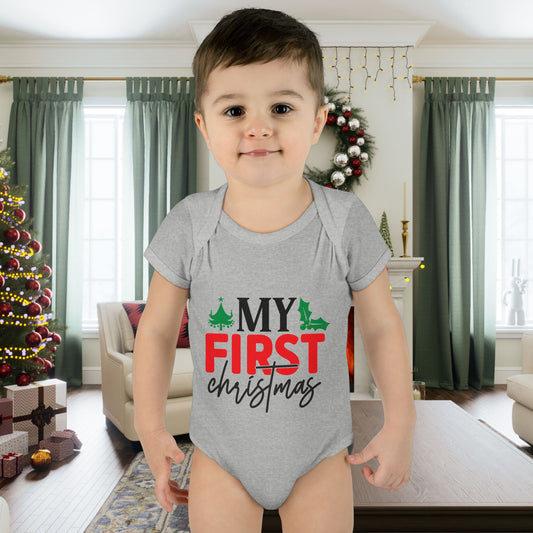 My First Christmas 2 Infant Baby Rib Bodysuit